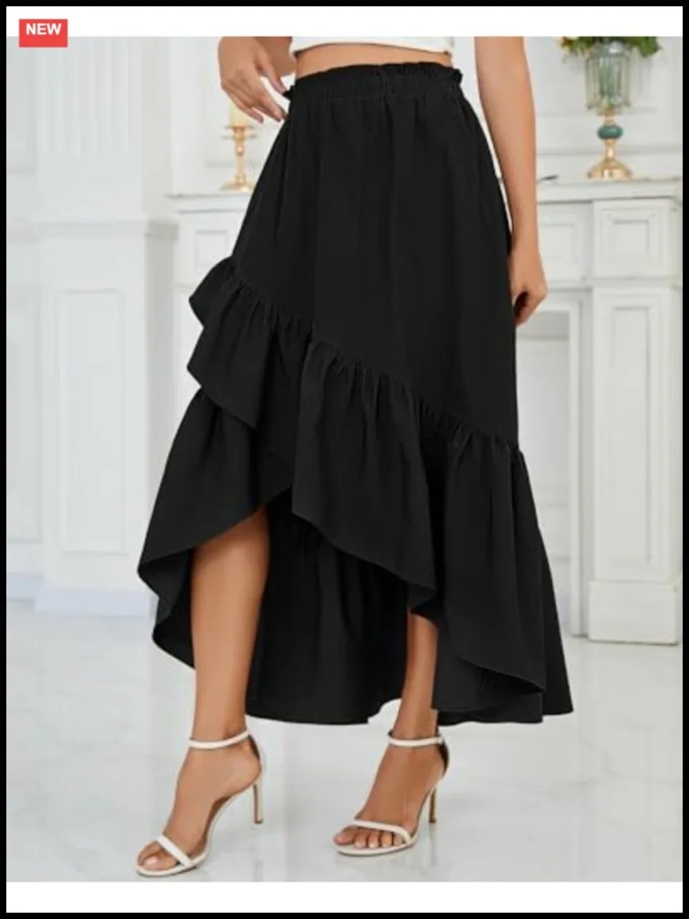 Women's Wrap Maxi Skirt with Ruffle Hem and Side Slit - Boho Flowy